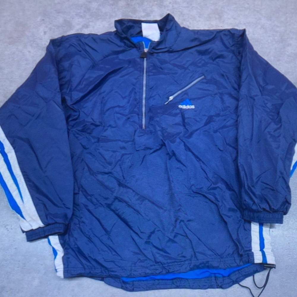 Adidas Men's Navy Windbreaker with White Accents